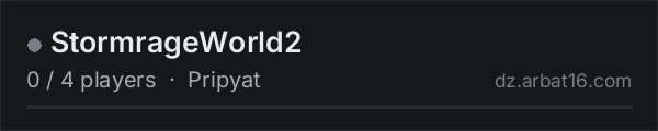 StormrageWorld2 on the AR16 DayZ server list