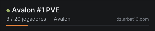Avalon #1 PVE na lista de servidores de DayZ da AR16