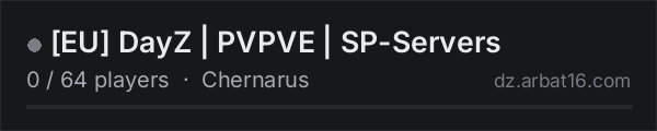 EU DayZ | PVPVE | SP-Servers on the AR16 DayZ server list
