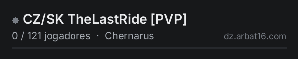CZ/SK TheLastRide PVP na lista de servidores de DayZ da AR16