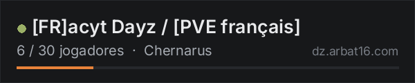 [FR]acyt Dayz / [PVE français] na lista de servidores de DayZ da AR16