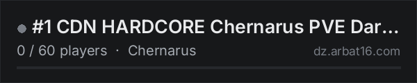 #1 CDN HARDCORE Chernarus PVE DarkHorde Mutants DNA AirDrops on the AR16 DayZ server list