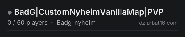 BadG|CustomNyheimVanillaMap|PVP on the AR16 DayZ server list