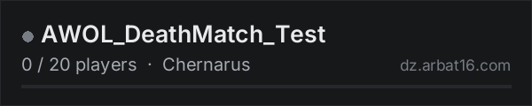 AWOL_DeathMatch_Test on the AR16 DayZ server list