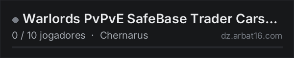 Warlords PvPvE SafeBase Trader Cars/BBP na lista de servidores de DayZ da AR16
