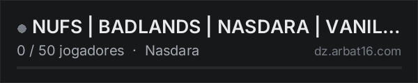 NUFS | BADLANDS | NASDARA | VANILLA | 1PP na lista de servidores de DayZ da AR16