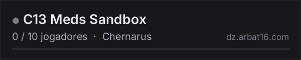 C13 Meds Sandbox na lista de servidores de DayZ da AR16