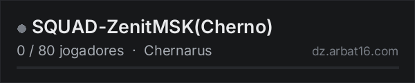 SQUAD-ZenitMSK(Cherno) na lista de servidores de DayZ da AR16