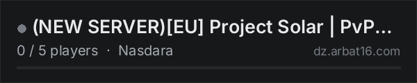 (NEW SERVER)[EU] Project Solar | PvP | Raidweekends. on the AR16 DayZ server list