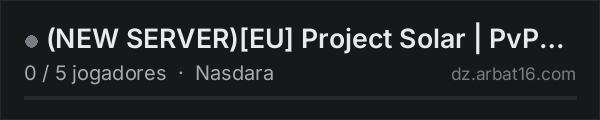 (NEW SERVER)[EU] Project Solar | PvP | Raidweekends. na lista de servidores de DayZ da AR16