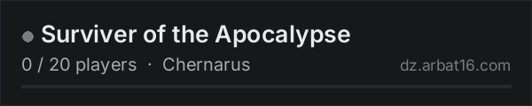 Surviver of the Apocalypse on the AR16 DayZ server list
