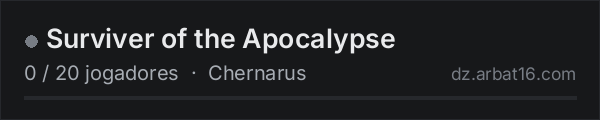 Surviver of the Apocalypse na lista de servidores de DayZ da AR16