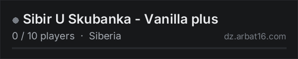 Sibir U Skubanka - Vanilla plus on the AR16 DayZ server list