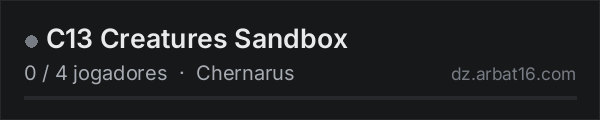 C13 Creatures Sandbox na lista de servidores de DayZ da AR16