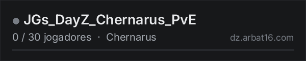 JGs_DayZ_Chernarus_PvE na lista de servidores de DayZ da AR16