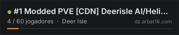 #1 Modded PVE [CDN] Deerisle AI/Helis/DNA/Traders na lista de servidores de DayZ da AR16