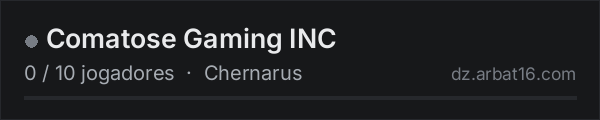 Comatose Gaming INC na lista de servidores de DayZ da AR16