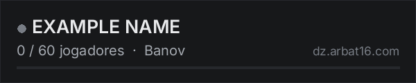 EXAMPLE NAME na lista de servidores de DayZ da AR16