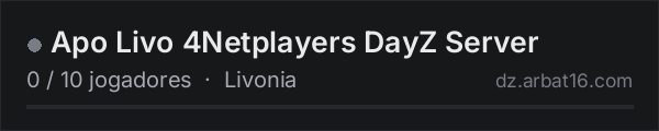 Apo Livo 4Netplayers DayZ Server na lista de servidores de DayZ da AR16