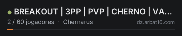 BREAKOUT | 3PP | PVP | CHERNO | VANILLA+ | WIPE 15.10 na lista de servidores de DayZ da AR16