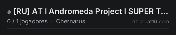 RU AT l Andromeda Project l SUPER TEST l na lista de servidores de DayZ da AR16
