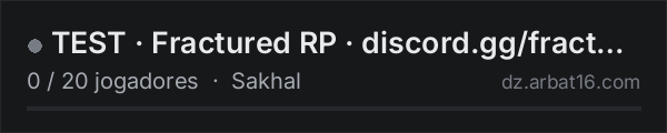 TEST · Fractured RP · discord.gg/fracturedrp na lista de servidores de DayZ da AR16