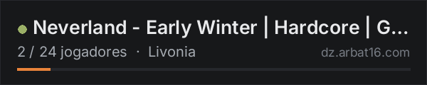 Neverland - Early Winter | Hardcore | Gunplay | Terje | AI na lista de servidores de DayZ da AR16