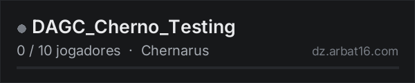 DAGC_Cherno_Testing na lista de servidores de DayZ da AR16