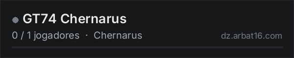 GT74 Chernarus na lista de servidores de DayZ da AR16