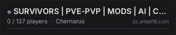 SURVIVORS | PVE-PVP | MODS | AI | CZ/SK on the AR16 DayZ server list