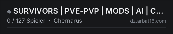 SURVIVORS | PVE-PVP | MODS | AI | CZ/SK in der DayZ-Serverliste von AR16