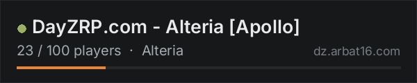 DayZRP.com - Alteria [Apollo] on the AR16 DayZ server list