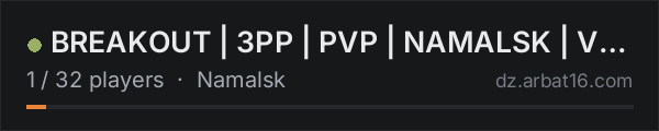 BREAKOUT | 3PP | PVP | NAMALSK | VANILLA+ | WIPE 15.10 on the AR16 DayZ server list