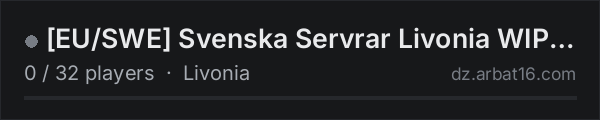EU/SWE Svenska Servrar Livonia WIPED 15/10 | TRADER | AI | S on the AR16 DayZ server list