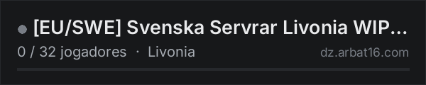 [EU/SWE] Svenska Servrar Livonia WIPED 15/10  | TRADER | AI | S na lista de servidores de DayZ da AR16