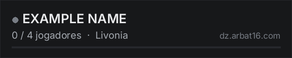 EXAMPLE NAME na lista de servidores de DayZ da AR16