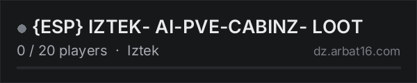 {ESP} IZTEK-  AI-PVE-CABINZ- LOOT on the AR16 DayZ server list