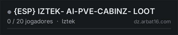{ESP} IZTEK-  AI-PVE-CABINZ- LOOT na lista de servidores de DayZ da AR16