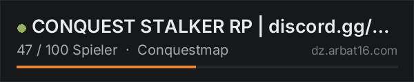 CONQUEST STALKER RP | discord.gg/conquestrp in der DayZ-Serverliste von AR16