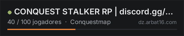 CONQUEST STALKER RP | discord.gg/conquestrp na lista de servidores de DayZ da AR16