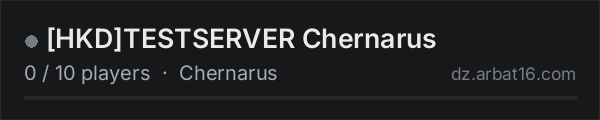 [HKD]TESTSERVER Chernarus on the AR16 DayZ server list