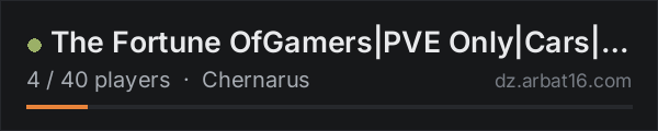 The Fortune OfGamers|PVE Only|Cars|Helis|Crafting|Quest|BUNKER on the AR16 DayZ server list
