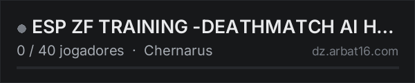 ESP ZF TRAINING -DEATHMATCH AI HELIS CARS BEARS ETC- DM na lista de servidores de DayZ da AR16