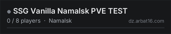 SSG Vanilla Namalsk PVE TEST on the AR16 DayZ server list
