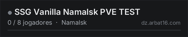 SSG Vanilla Namalsk PVE TEST na lista de servidores de DayZ da AR16
