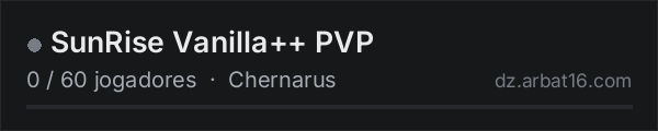 SunRise Vanilla++ PVP na lista de servidores de DayZ da AR16