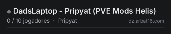 DadsLaptop - Pripyat (PVE Mods Helis) na lista de servidores de DayZ da AR16
