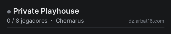Private Playhouse na lista de servidores de DayZ da AR16