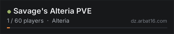 Savage's Alteria PVE on the AR16 DayZ server list