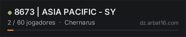 8673 | ASIA PACIFIC - SY na lista de servidores de DayZ da AR16